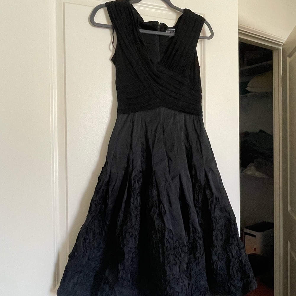 Adrianna Papell Black Textured Midi Dress